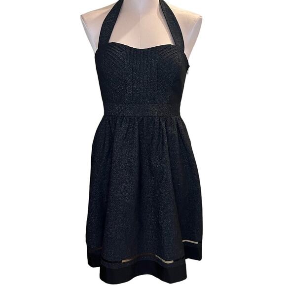 Kensie  Black Sparkle Halter Dress Size 6 Pinup Rockabilly Americana‎ Retro - Picture 1 of 10